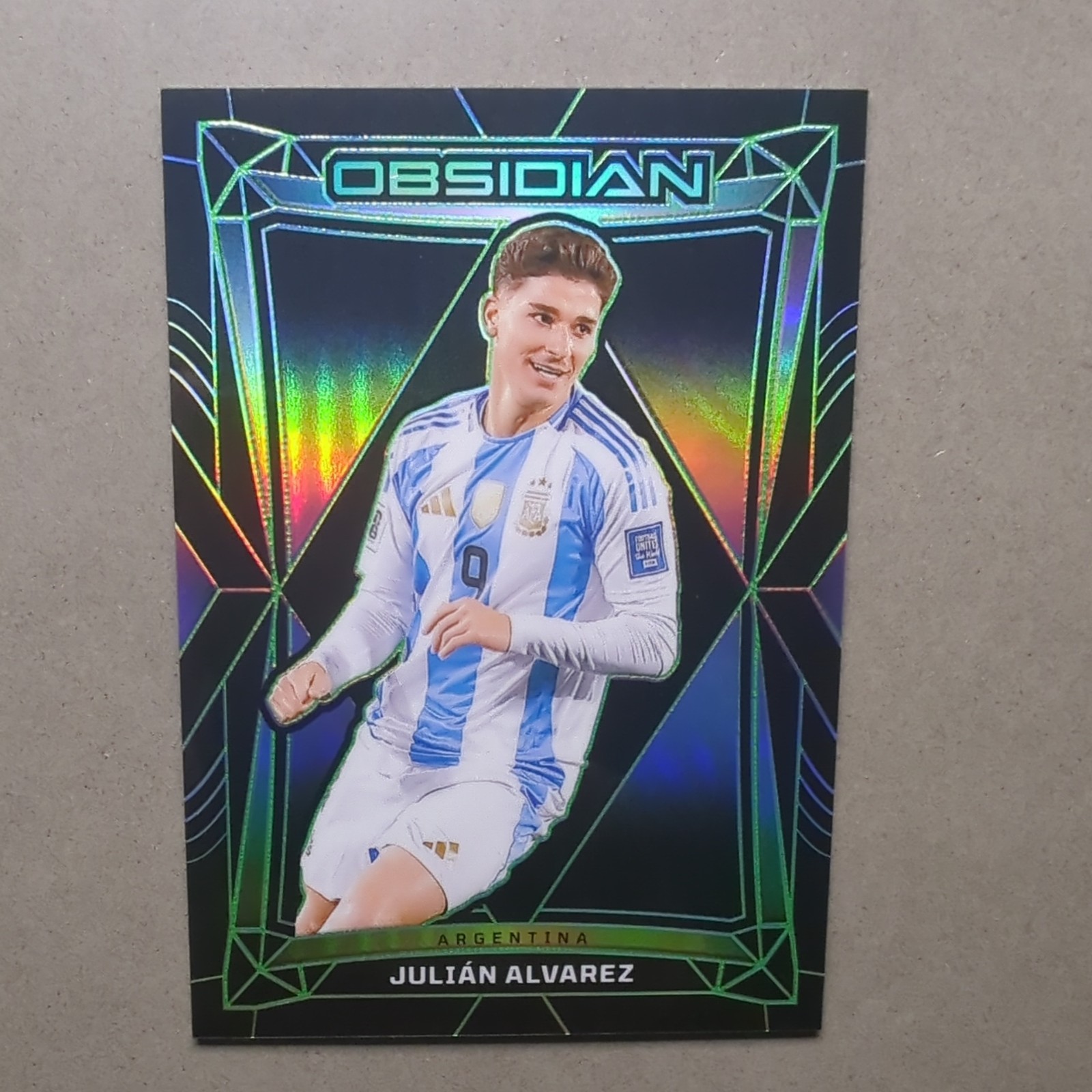 Julian Alvarez 2024-25 Panini Obsidian Electric Etch Green #3/5 #73 Argentina