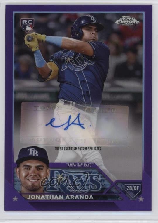 2023 Chrome Update Purple Refractor 239/250 Jonathan Aranda Rookie Auto RC 14lm