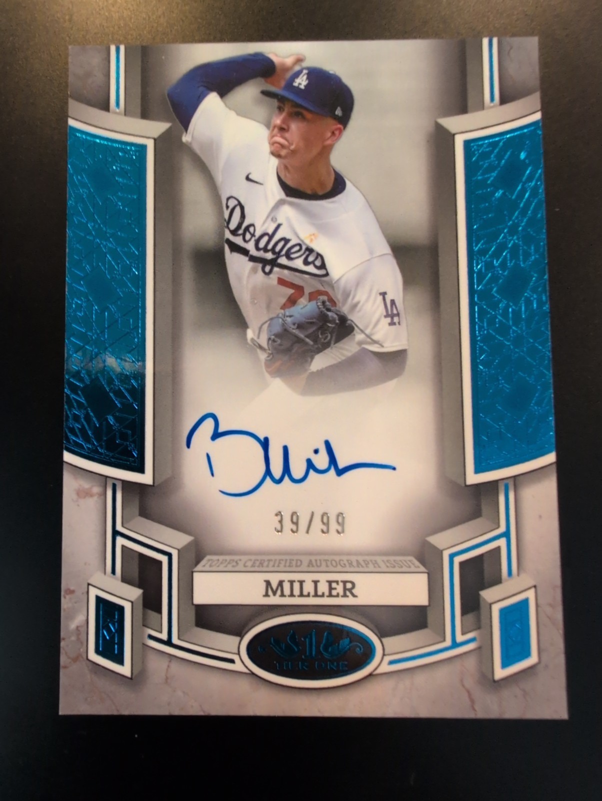 2024 Topps Tier One – Breakout Autographs Bobby Miller On Card Blue Foil /99