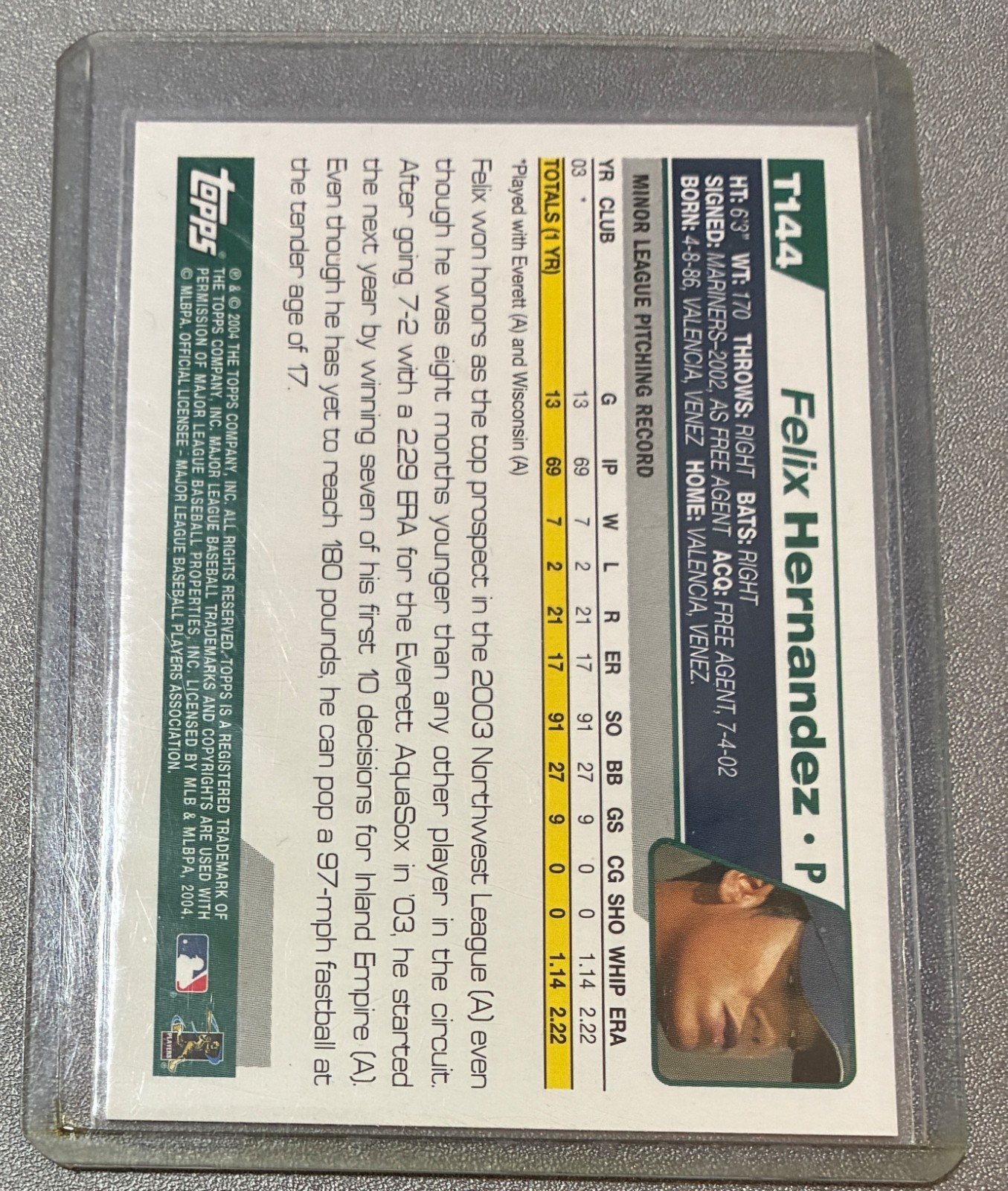 2004 Topps Traded and Rookies – Félix Hernández #T-144 (RC) Mariners