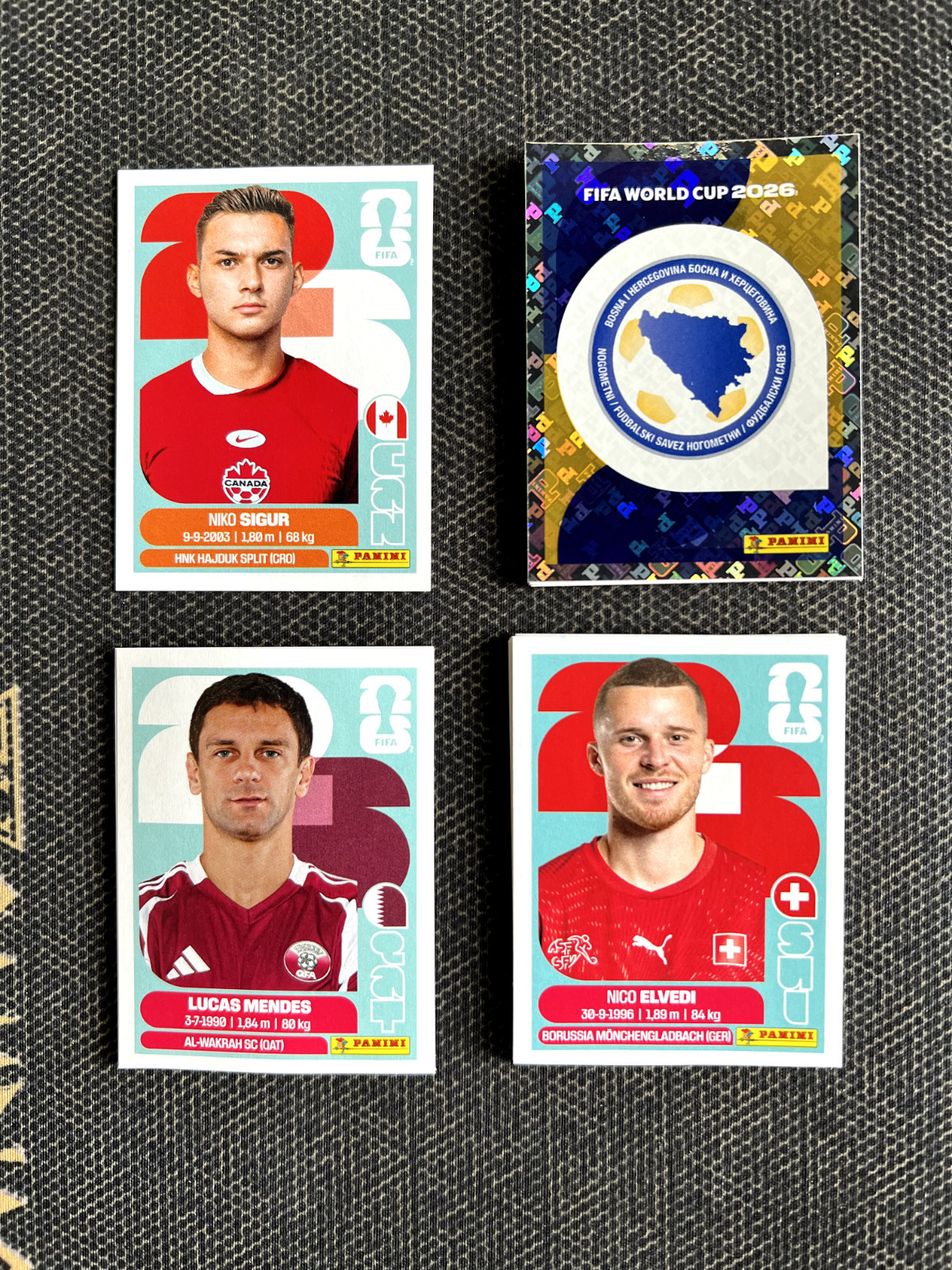 2026 Panini FIFA World Cup Stickers – Group B – CAN, BIH, QAT, SUI – US Edition