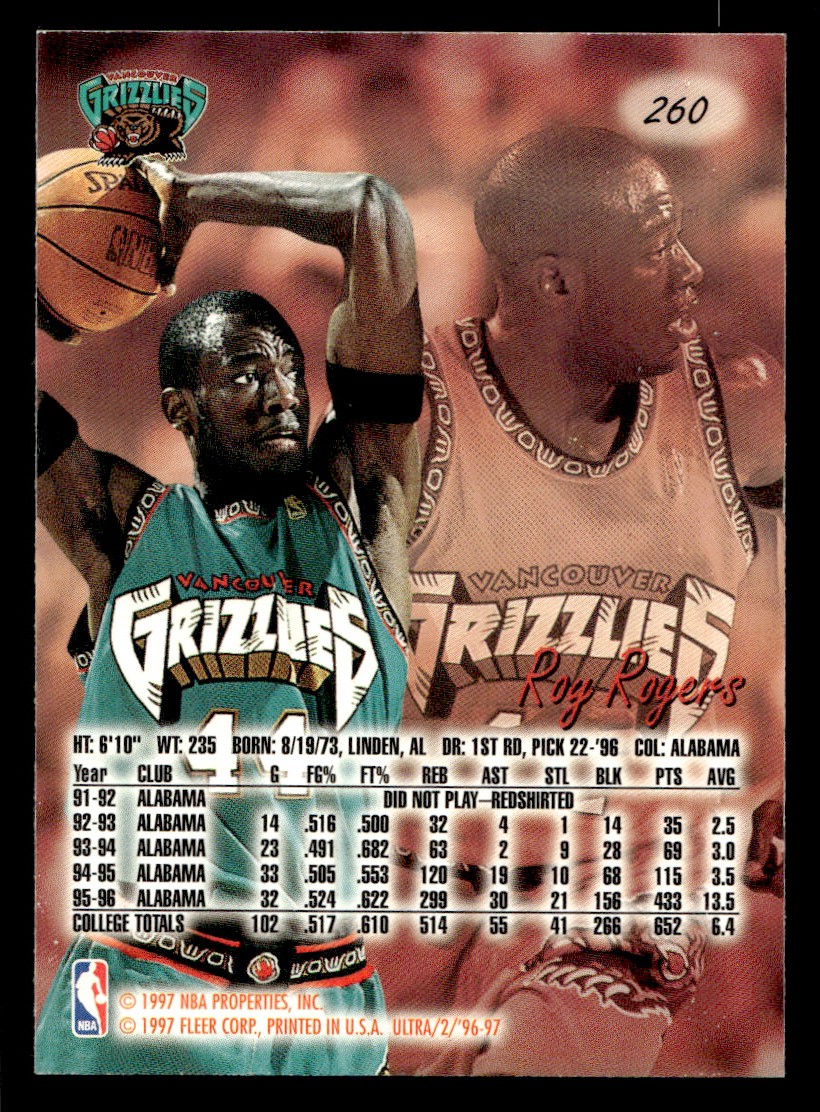 1996-97 Fleer Ultra – Roy Rogers #260 (RC) Basketball Sports Card Raw