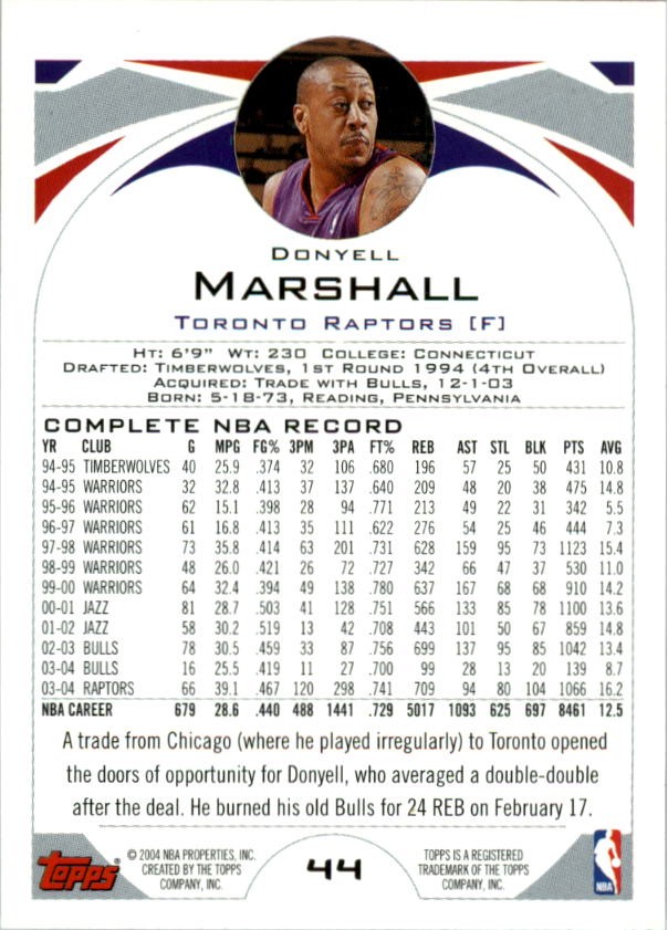 2004-05 Topps First Edition #44 Donyell Marshall – BSK
