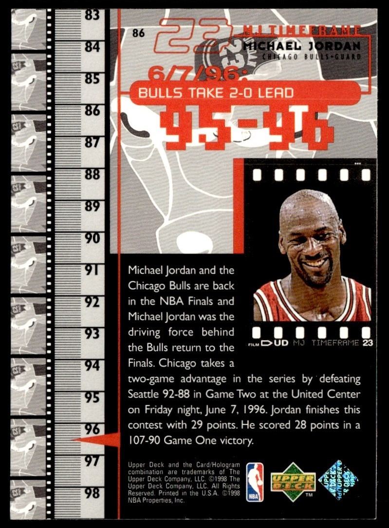 1998-99 Upper Deck MJ Timeframe Michael Jordan Chicago Bulls #86