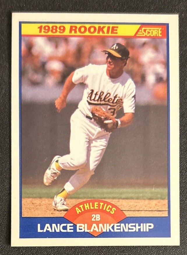 1989 Score Lance Blankenship Baseball Rookie Card (RC) #641 Athletics 2B VG O/C