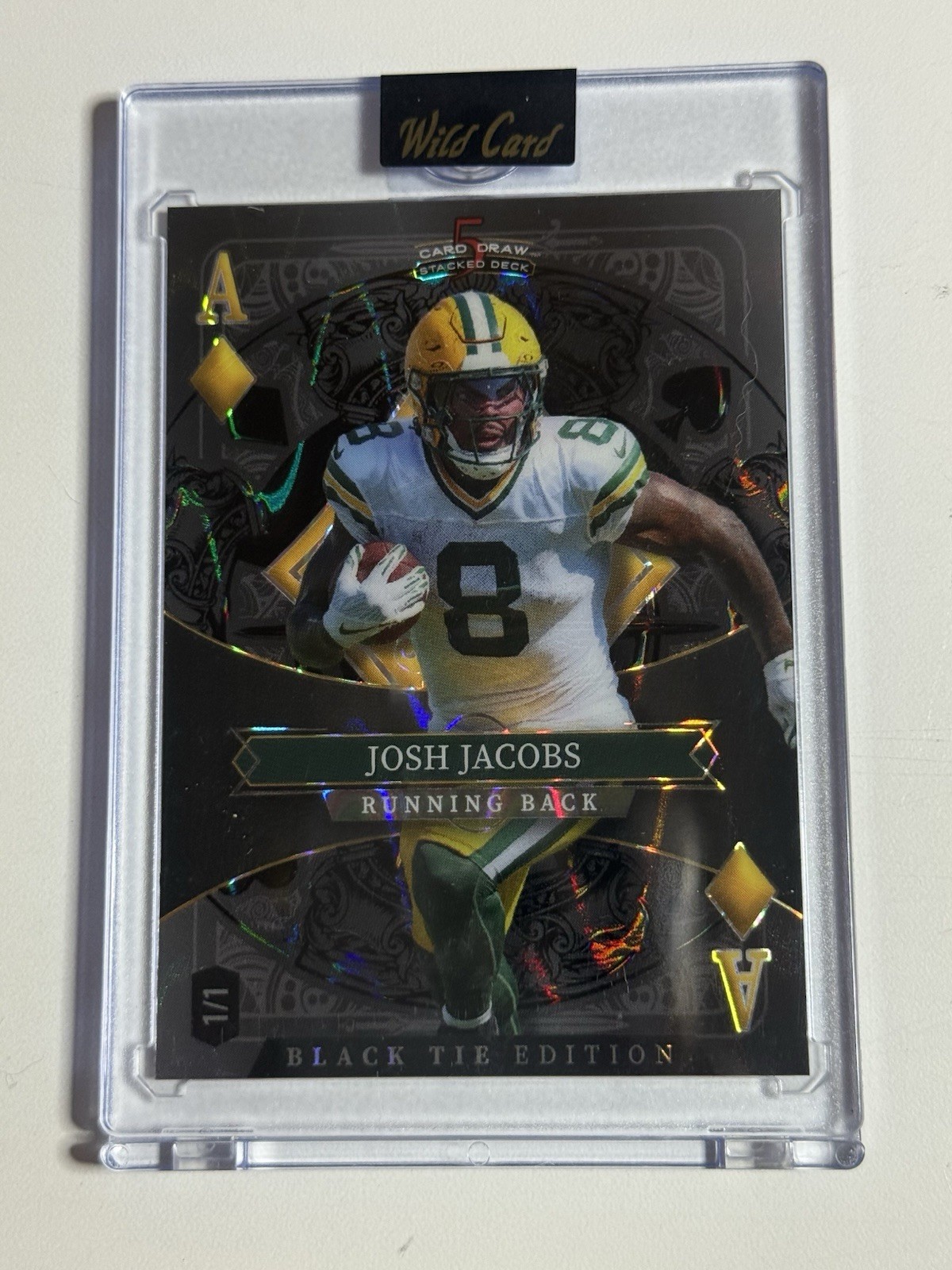 Josh Jacobs 1/1 Black Tie Edition Ace of Diamonds Wild Card