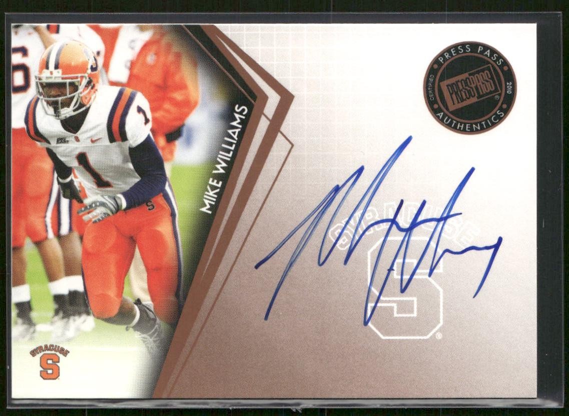 Mike Williams 2010 Press Pass Autograph/Signed/Auto #PPS-MW Syracuse Orange Card