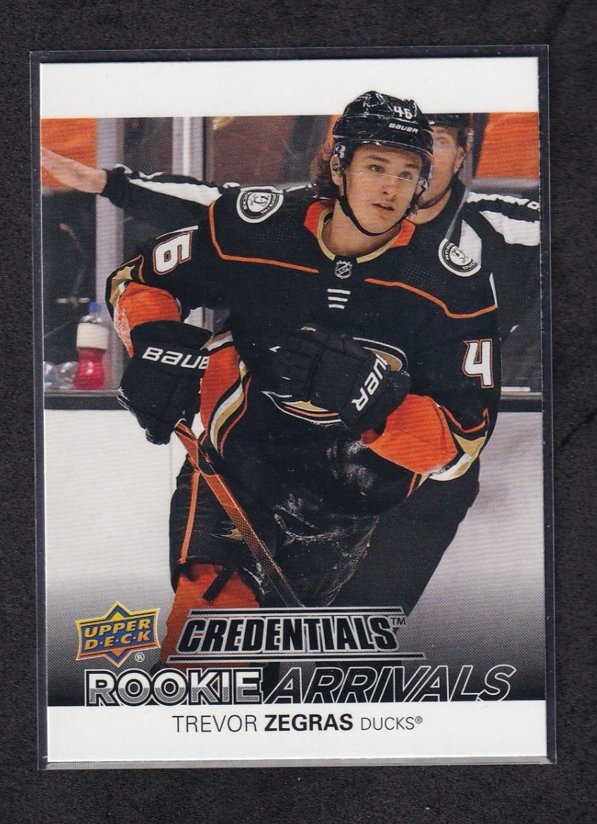 2021-22 Upper Deck Credentials – Rookie Arrivals Trevor Zegras #RA-7 (RC)