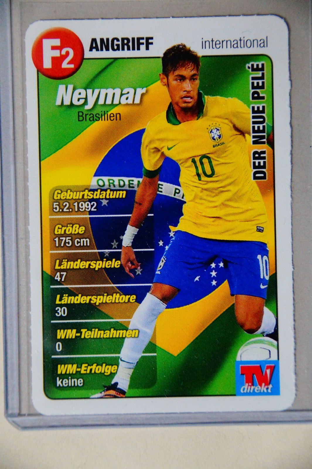 Neymar Jr. – 2014 TV direkt Fußball card – ultra rare German item
