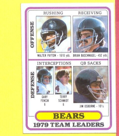 1980 Topps Chicago Bears Team Checklist Card WALTER PAYTON GARY FENCIK OSBORNE