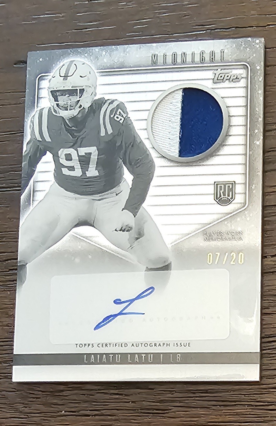 2024 Topps Midnight Laiatu Latu RC Jersey Auto Moon Beam Card#RJA-LL /20