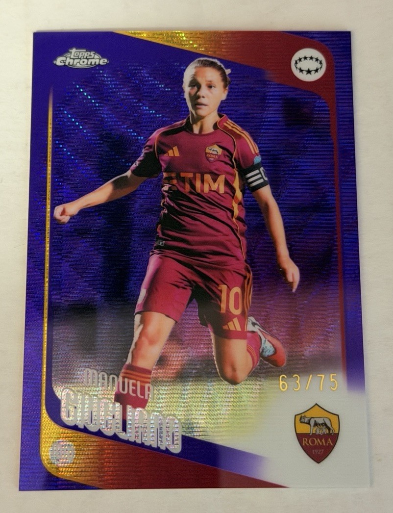 2025-26 Topps Chrome UWCL Purple Wave #47 Manuela Giugliano 38/75 AS Roma