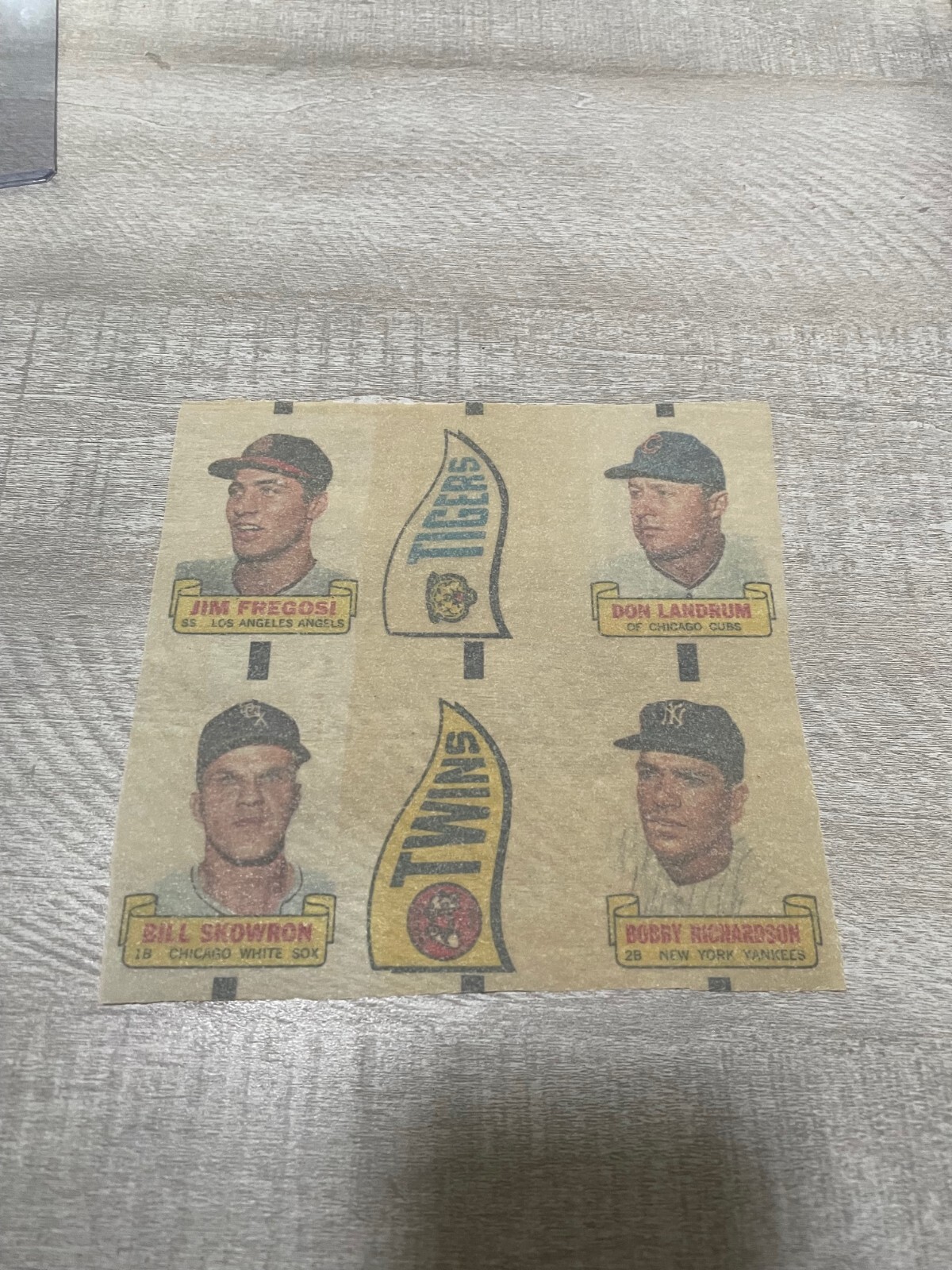 1966 Topps Rub-Offs Uncut 3×2 Panel Bobby Richardson Bill Moose Skowron Landrum