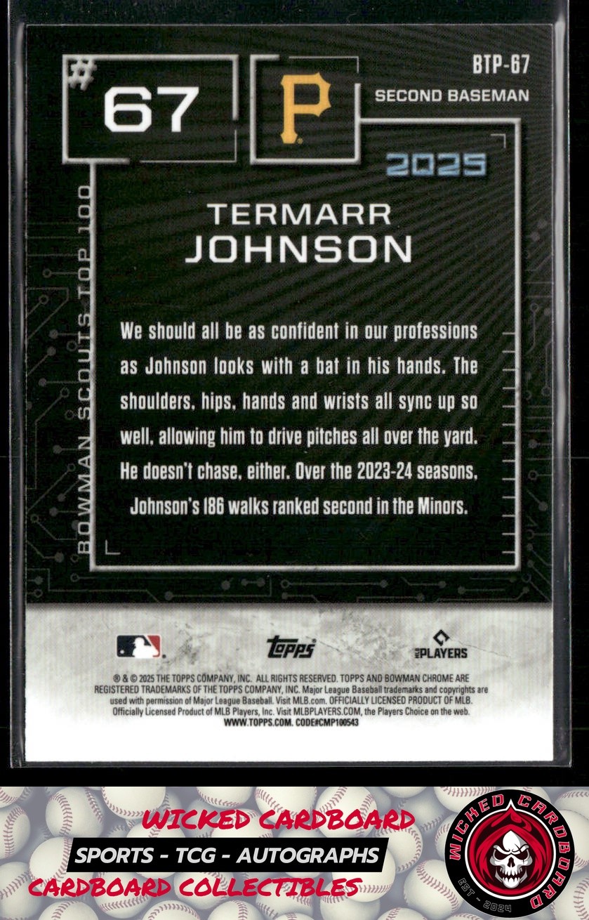 Termarr Johnson 2025 Bowman Scouts Top 100 #BTP-67 Pittsburgh Pirates