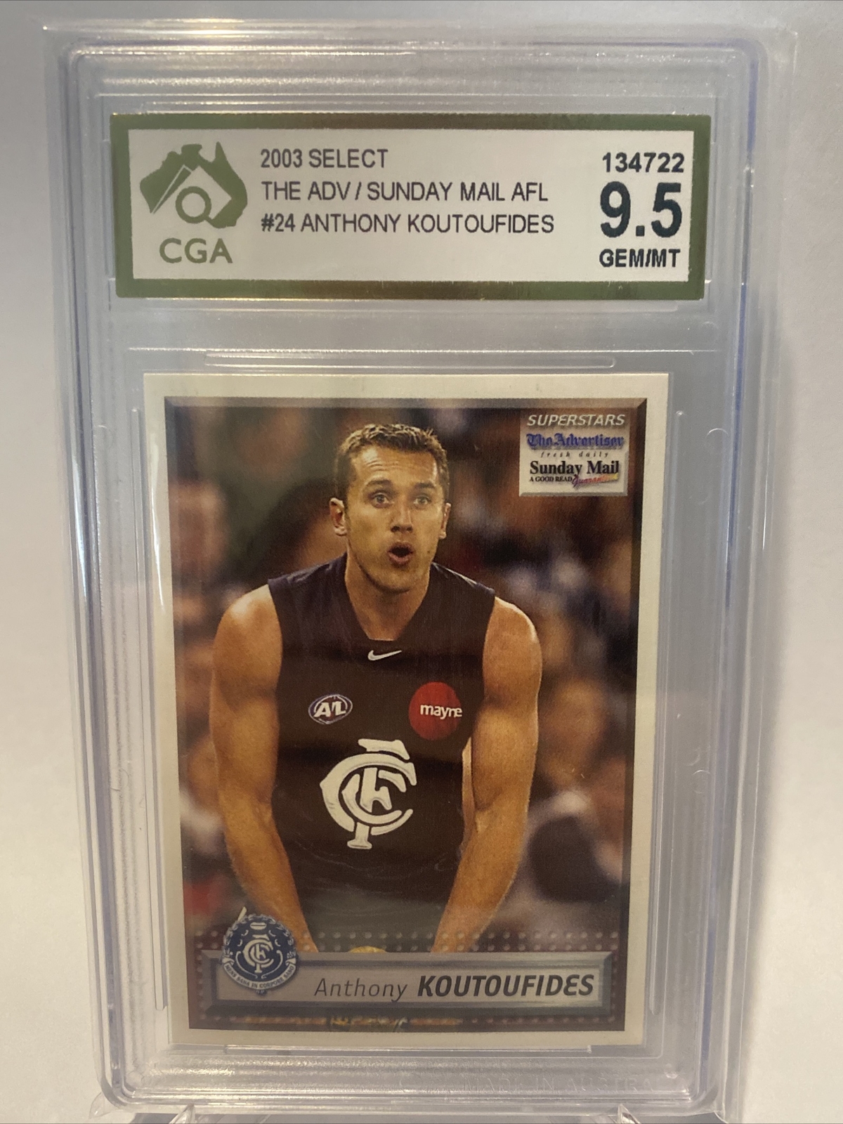 Anthony Koutoufides KOUTA Carlton AFL 2003 Select Advertiser CGA Graded 9 MINT