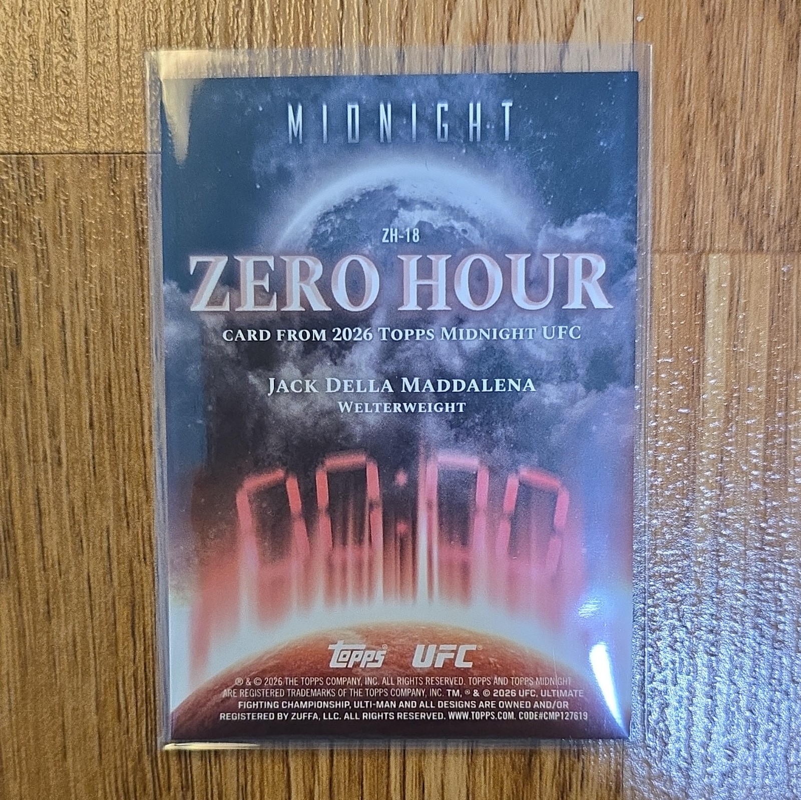 Topps 2026 Midnight UFC Zero Hour Jack Della Maddalena ZH-18 Insert