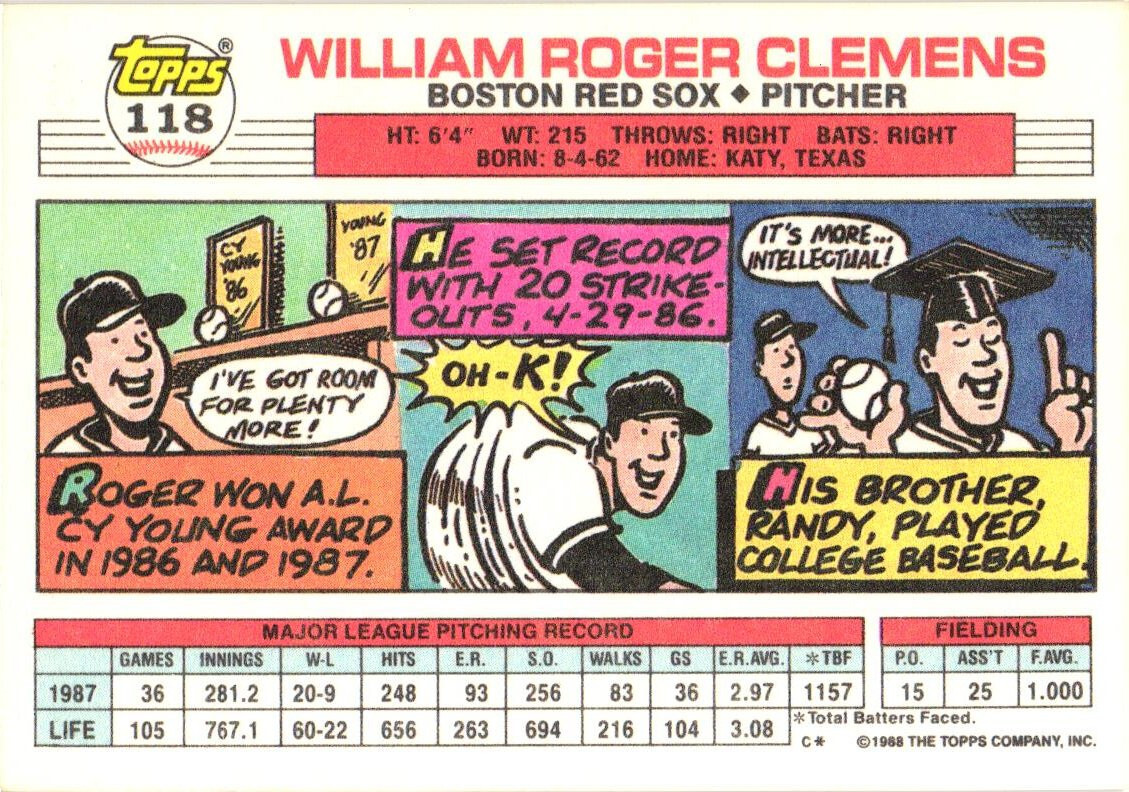 1988 Topps Big #118 Roger Clemens