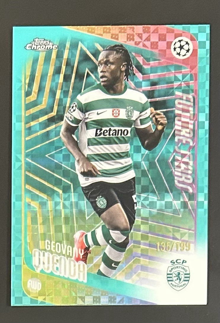 2025 Topps Chrome UEFA Club Competitions Aqua X-Fractor 135/199 Geovany Quenda