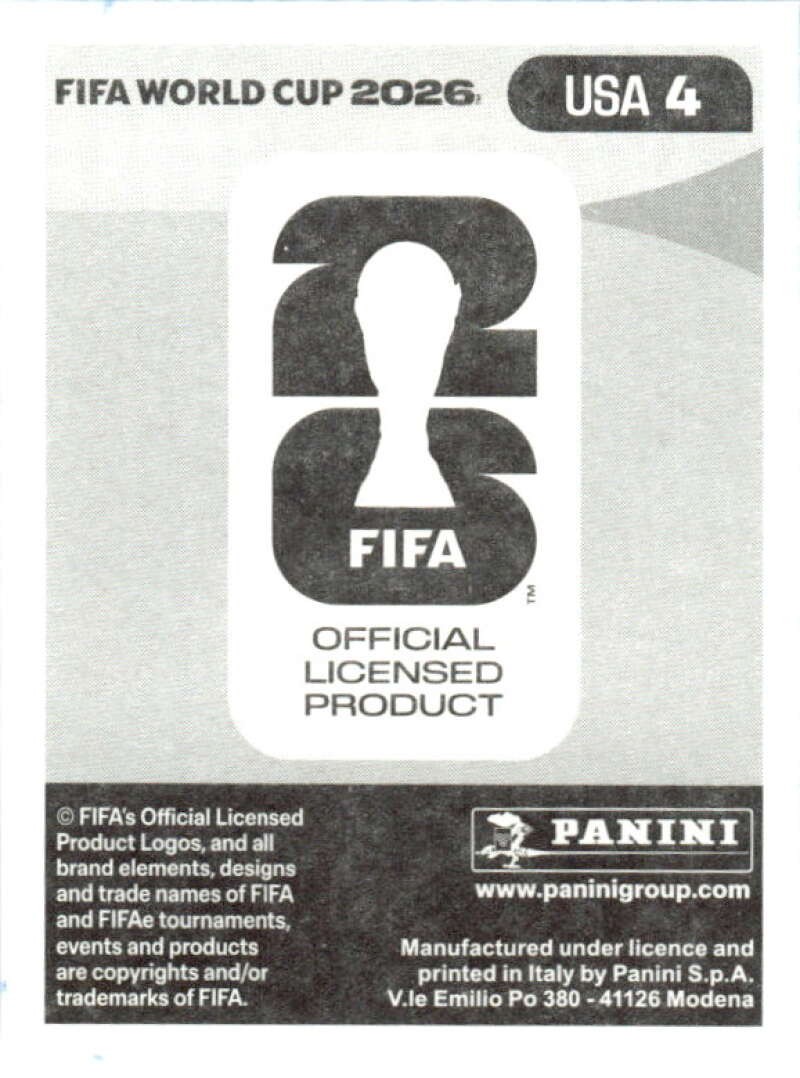 2026 Panini World Cup Stickers #USA4 Tim Ream – USA MLS