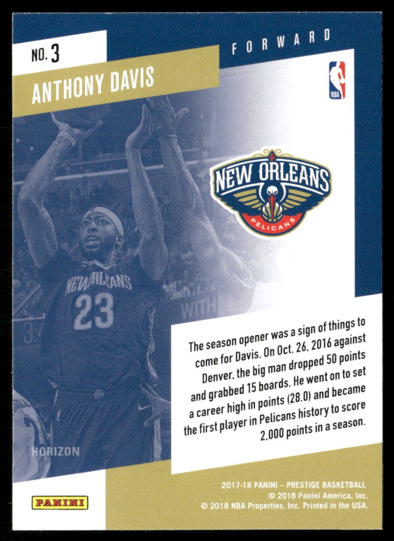 2017-18 Panini Prestige #3 Anthony Davis Stat Stars