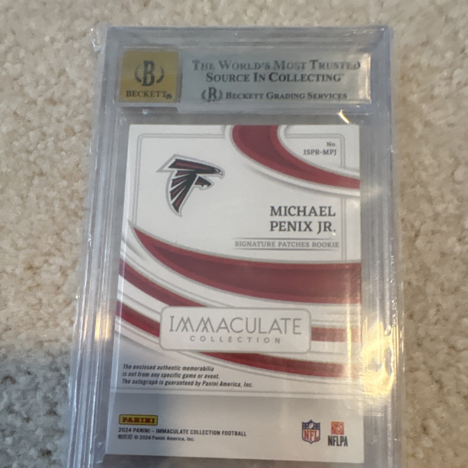 2024 Panini Immaculate Michael Penix Jr. Rookie Patch Auto #40/99 BGS 9/10 Falc…