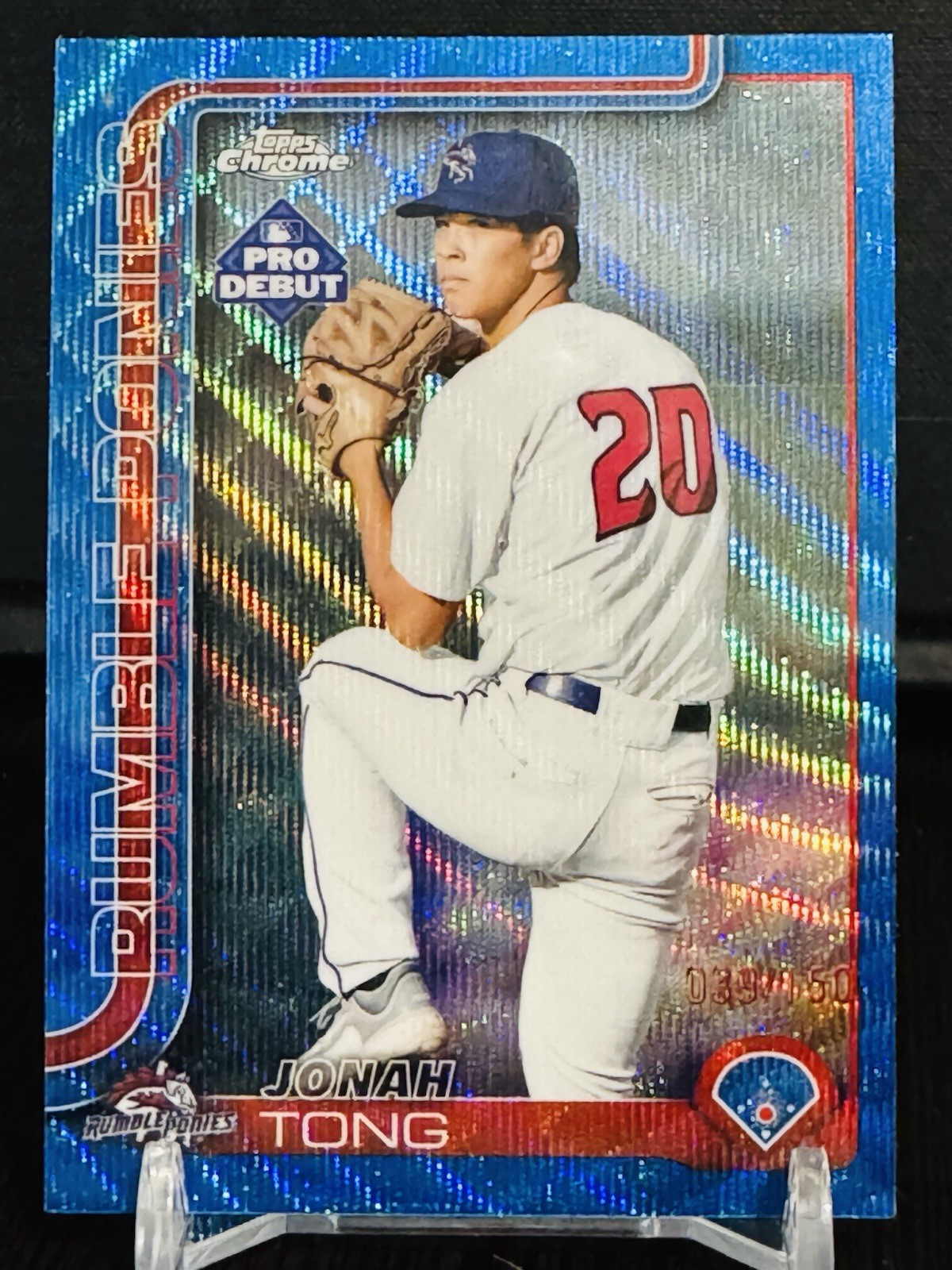 2025 Topps Chrome Pro Debut Jonah Tong Blue Wave /150 #PDC-183 Mets Color Match