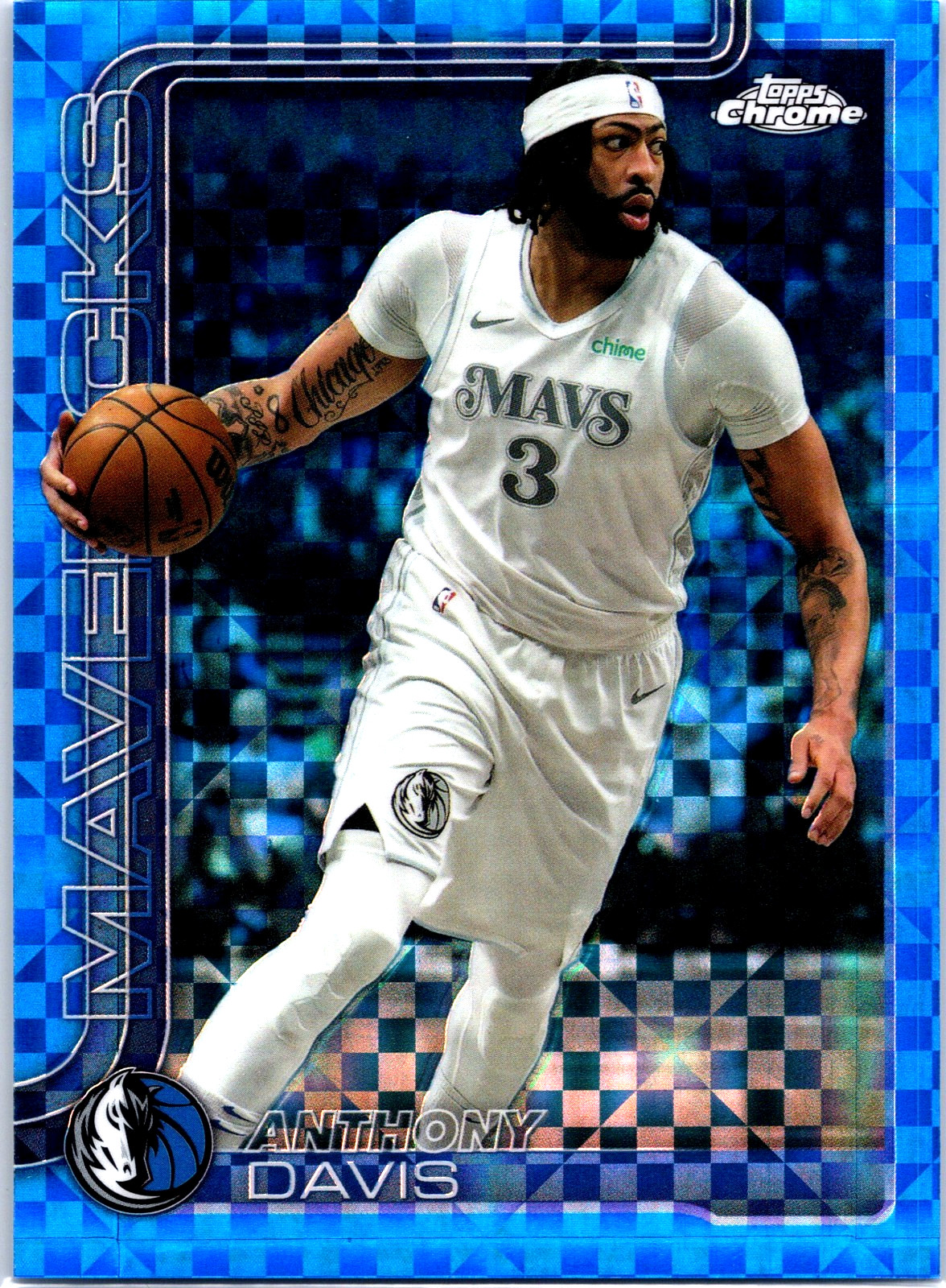 Anthony Davis 2025-26 Topps Chrome Blue X-Fractor Mavericks #96 Wizards
