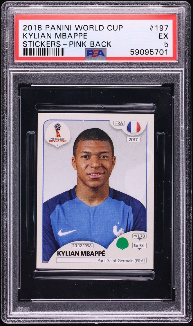 Kylian Mbappe 2018 Panini World Cup Stickers Pink Back ROOKIE #197 PSA 5