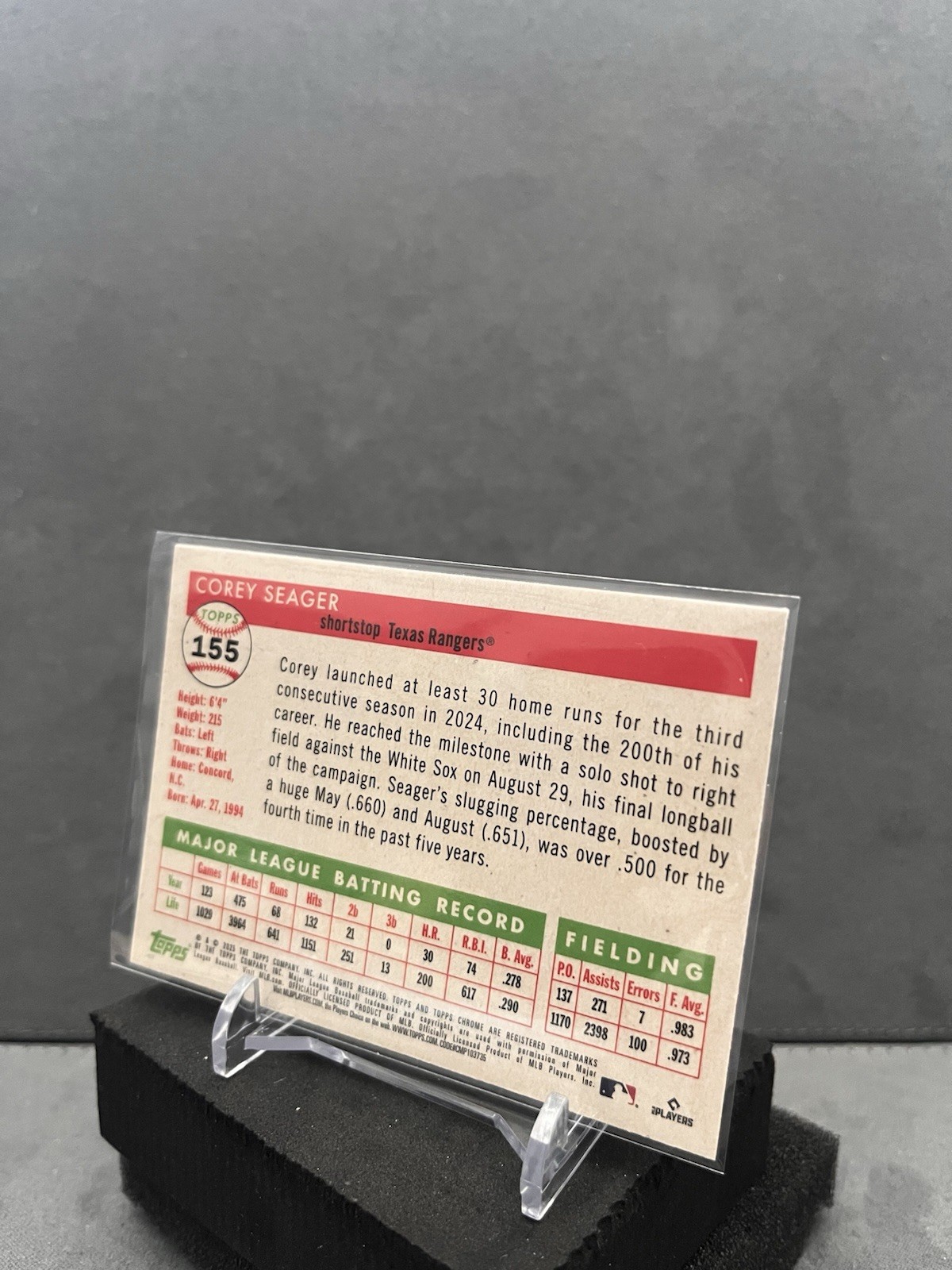 2025 Topps Platinum Baseball – Corey Seager Mini Diamond /75