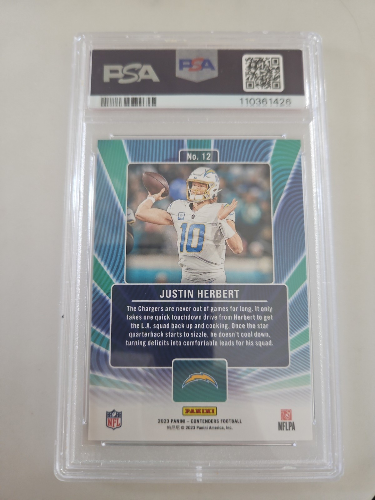 2023 Panini Contenders Winning Tic Cracked Ice Justin Herbert 2/25 Chargers #12