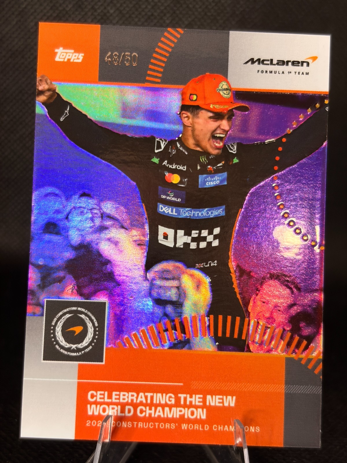 2025 Topps McLaren Racing – Lando Norris Celebrating The New World Champion /50