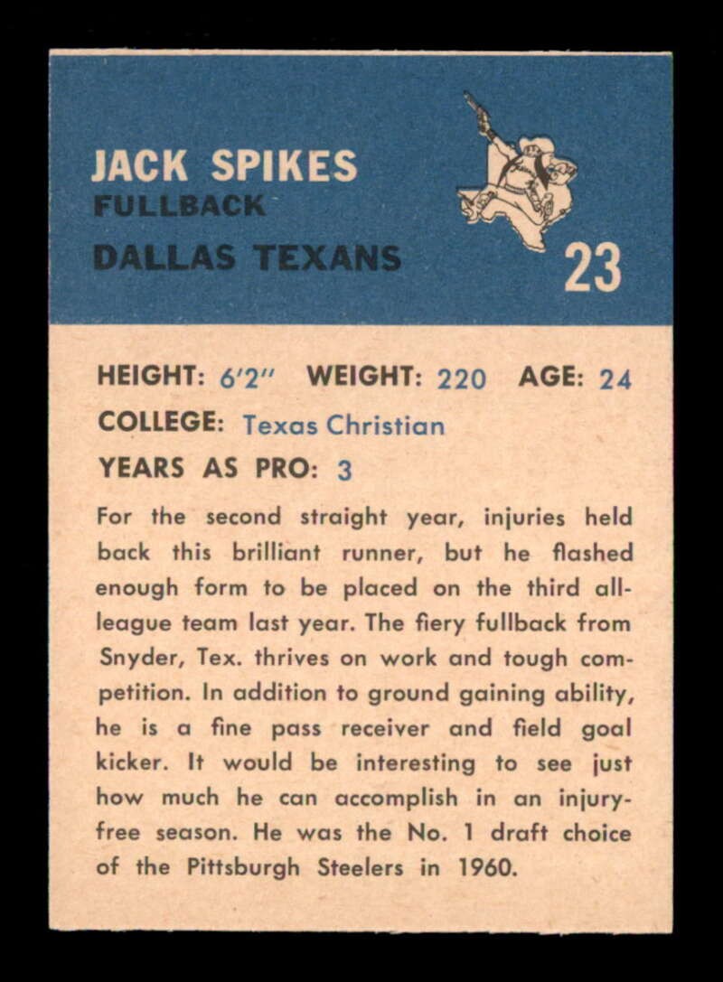 1962 Fleer #23 Jack Spikes NM X3113242