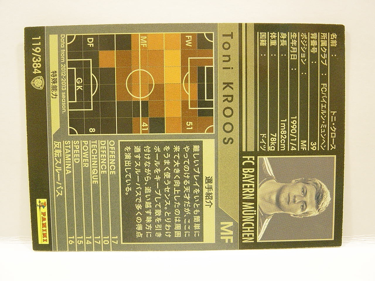 Panini WCCF 2012-13 Toni Kroos 1990 Germany　No.39 Bayern Munich Special Card#119