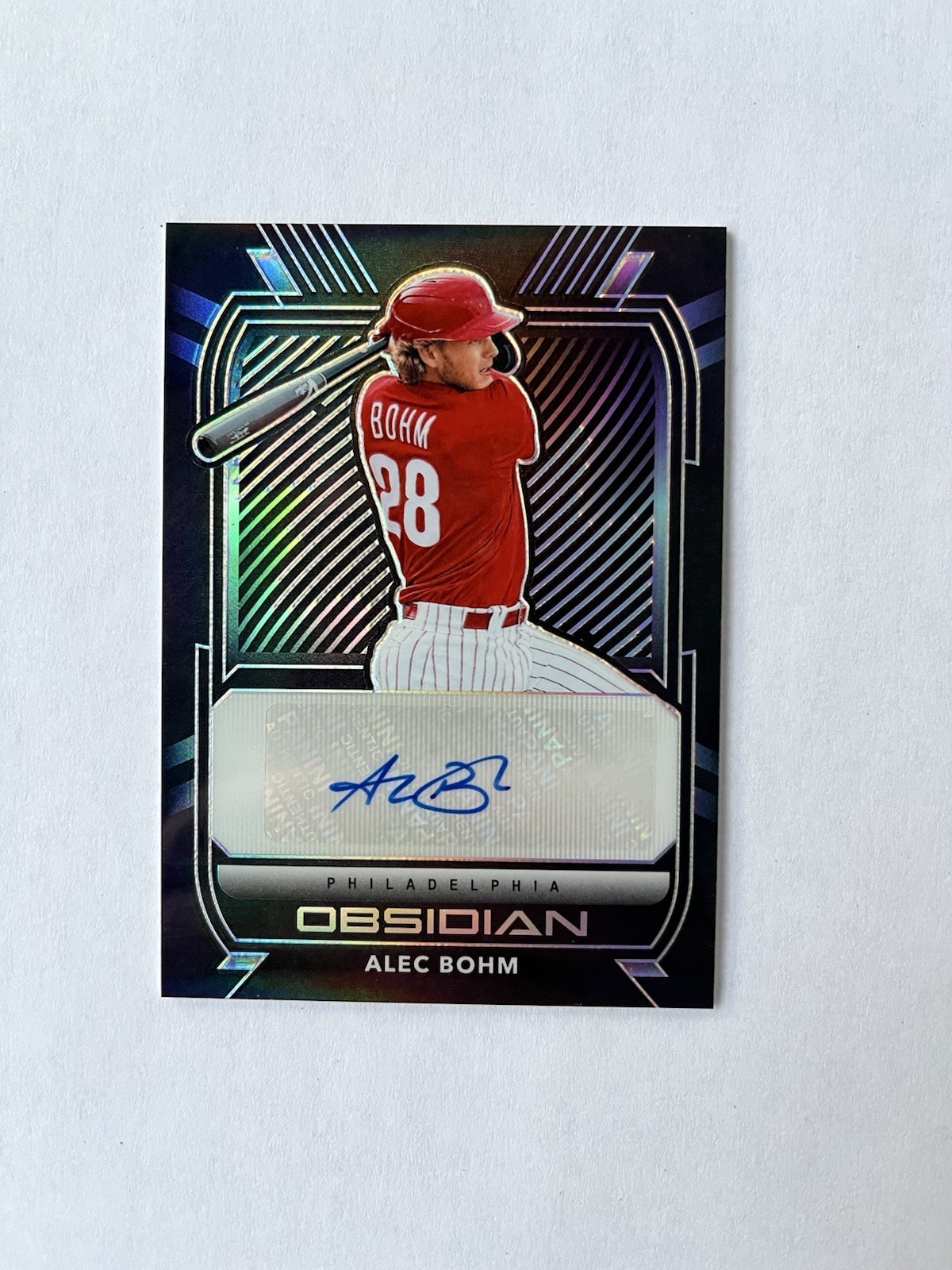 2021 Panini Chronicles – Obsidian Autographs Alec Bohm #O-AB (AU, RC)