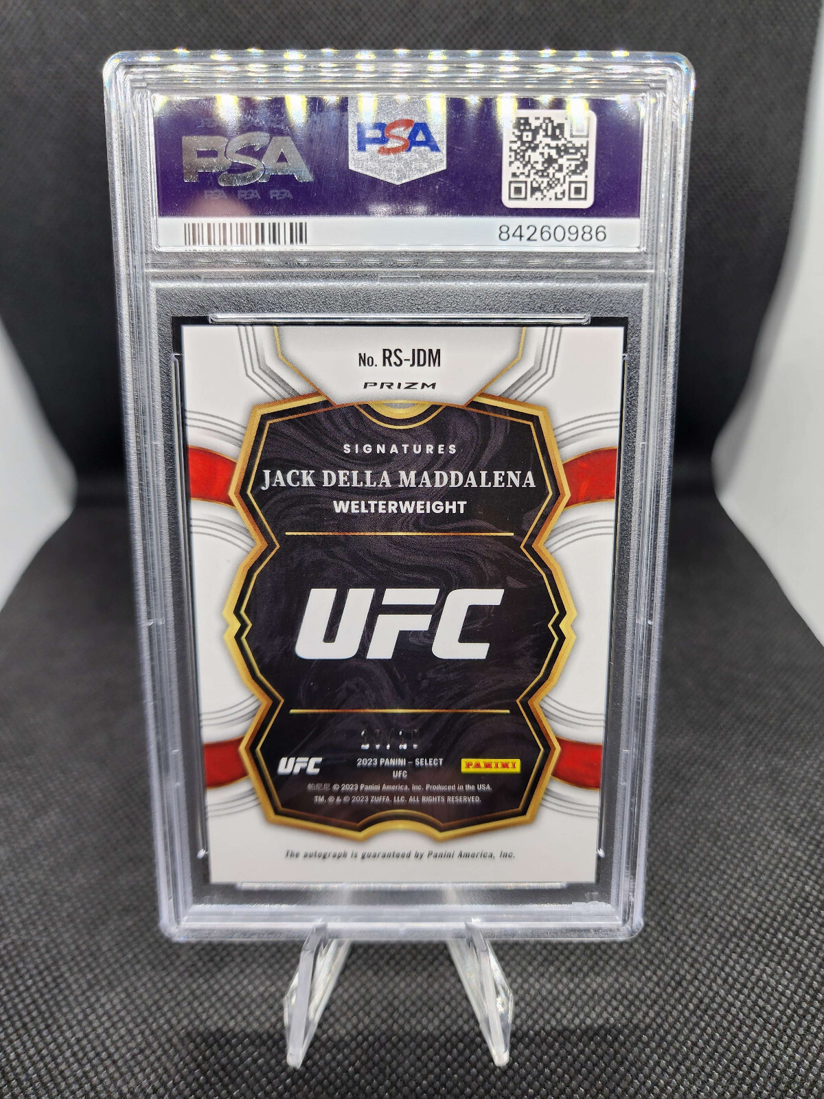 2023 Panini Select UFC JACK DELLA MADDALENA RC Gold Flash Auto /10 PSA 10 Pop 1