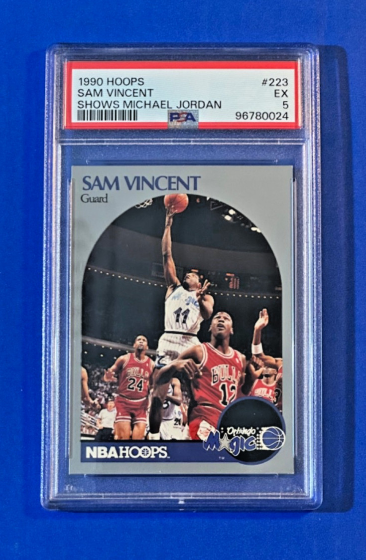 1990-91 NBA Hoops #223 Sam Vincent MICHAEL JORDAN #12 Jersey PSA 5 EX ERROR💎🔥
