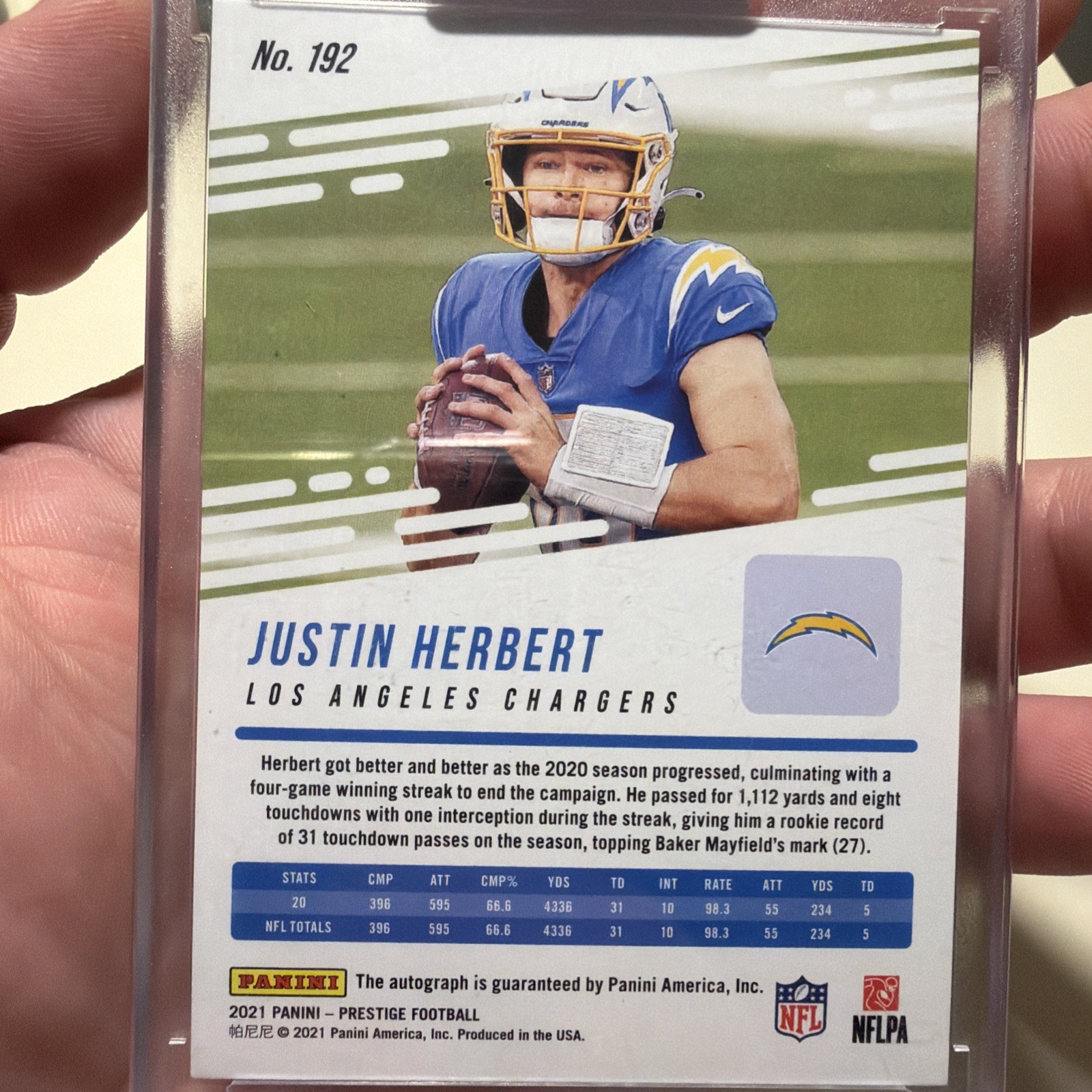 2021 Panini Prestige – Justin Herbert #192 Xtra Points Premium Red Signatures…