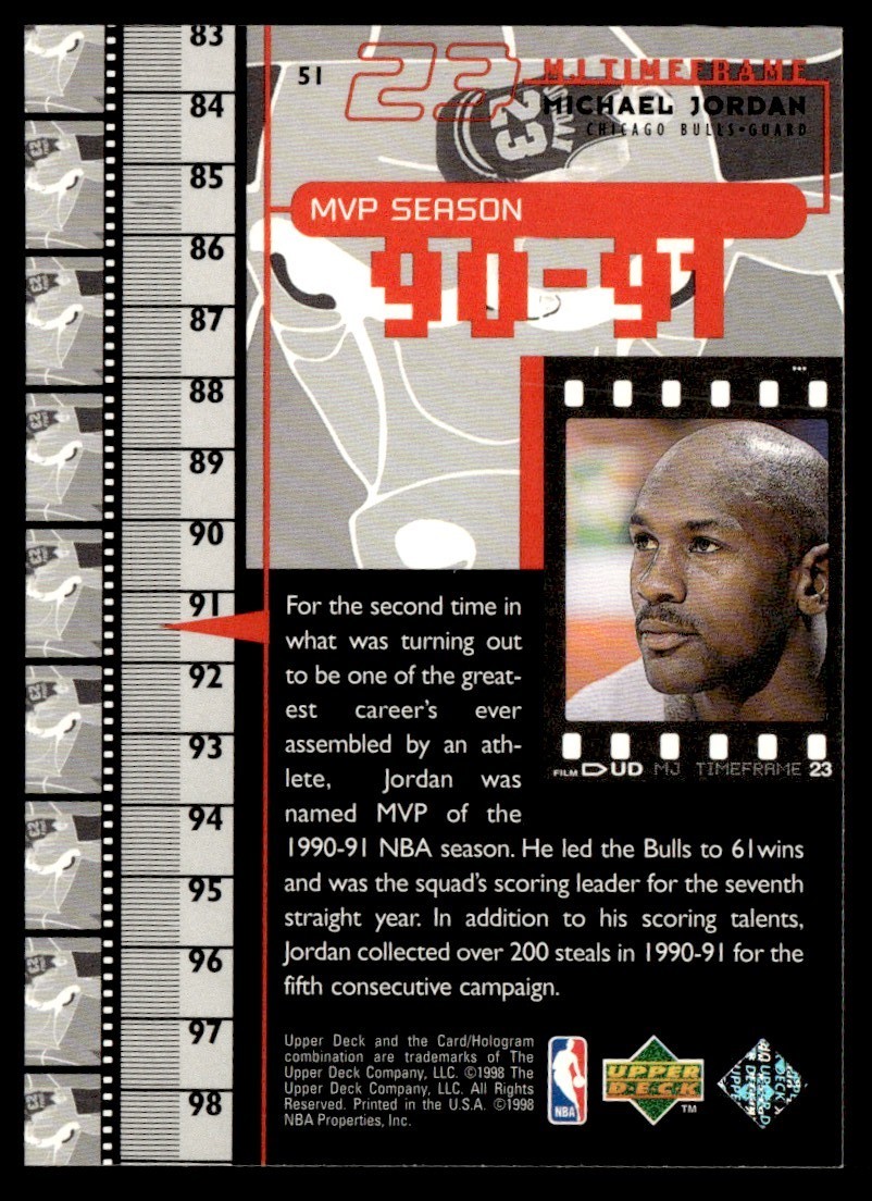 1998-99 Upper Deck MJ Timeframe Michael Jordan Chicago Bulls #51