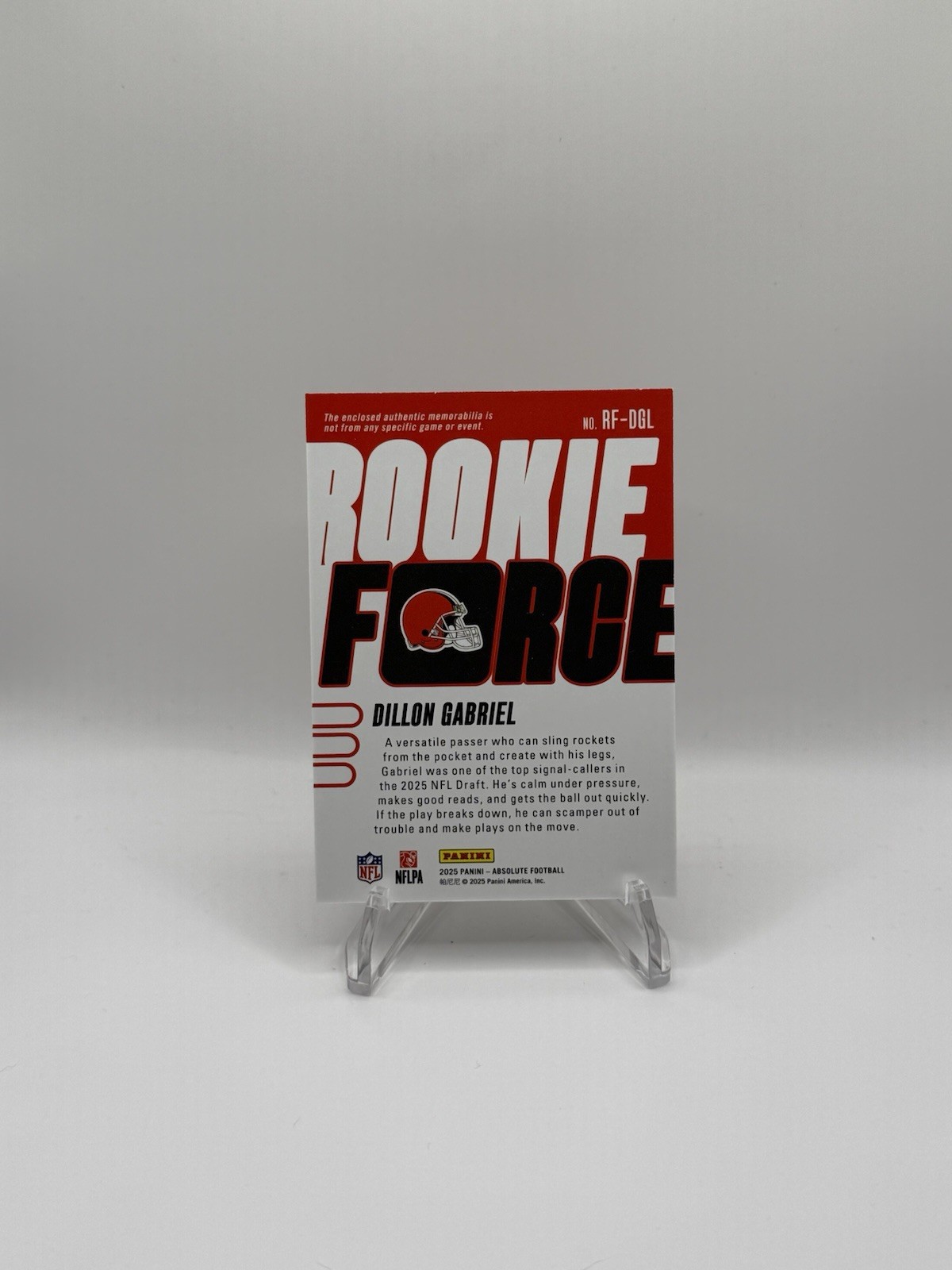2025 Panini Absolute Rookie Force Dillon Gabriel RC Patch #RF-DGL Browns