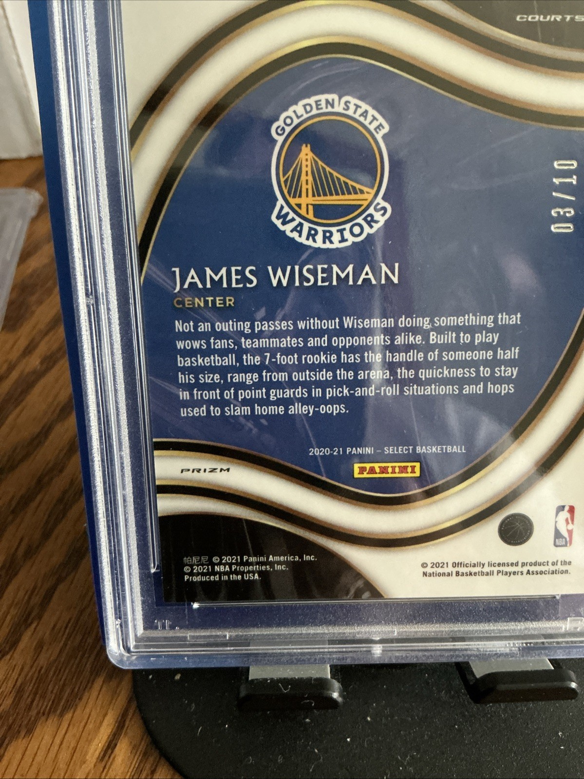 2020 Panini Select James Wiseman SSP /10 Gold Prizm Rookie PSA 10 Warriors Pop 2