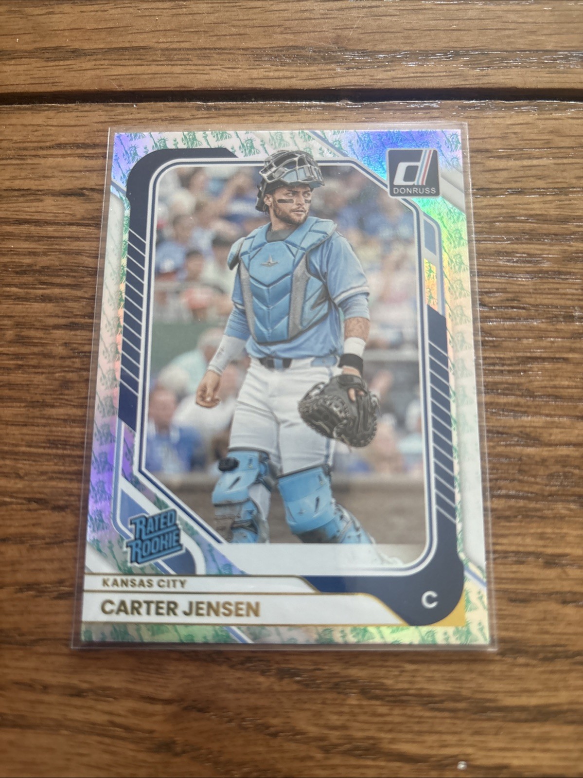 2026 Panini-Donruss Baseball Carter Jensen Rated Rookie Liberty Emoji Holo #33