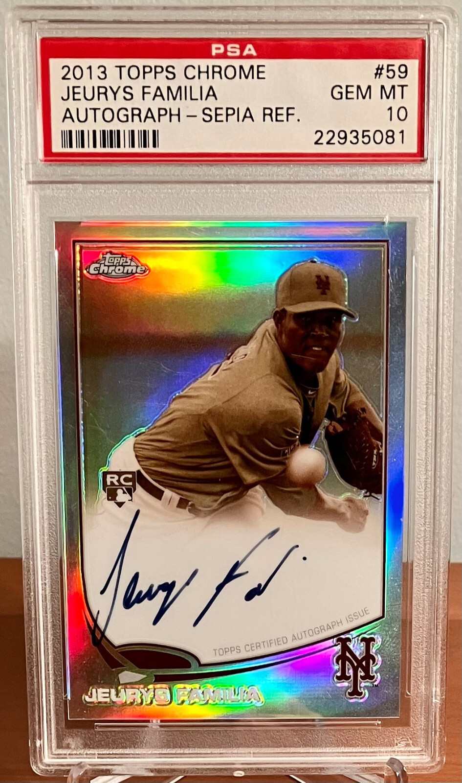 2013 Topps Chrome Jeurys Familia Rookie RC Sepia Refractor Auto #’d /75 PSA 10