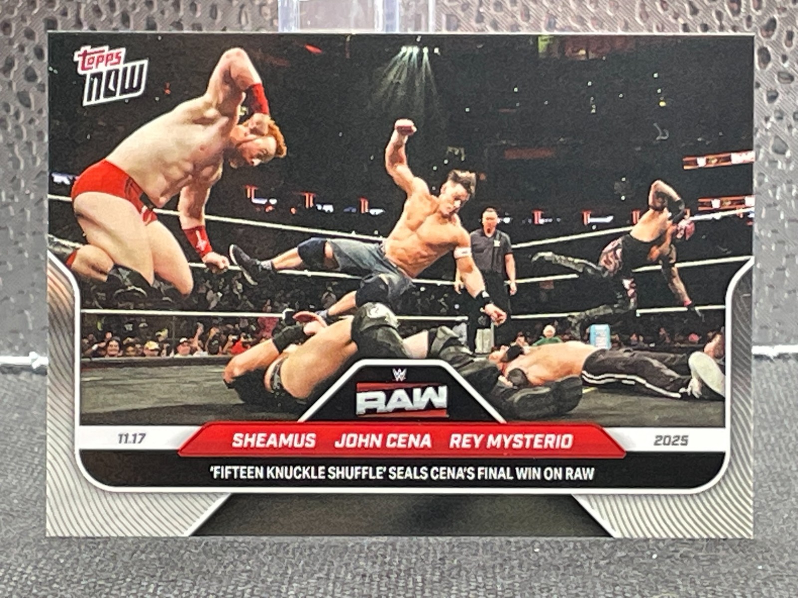 Sheamus John Cena Rey Mysterio 2025 Topps Now WWE #127 Fifteen Knuckle Shuffle