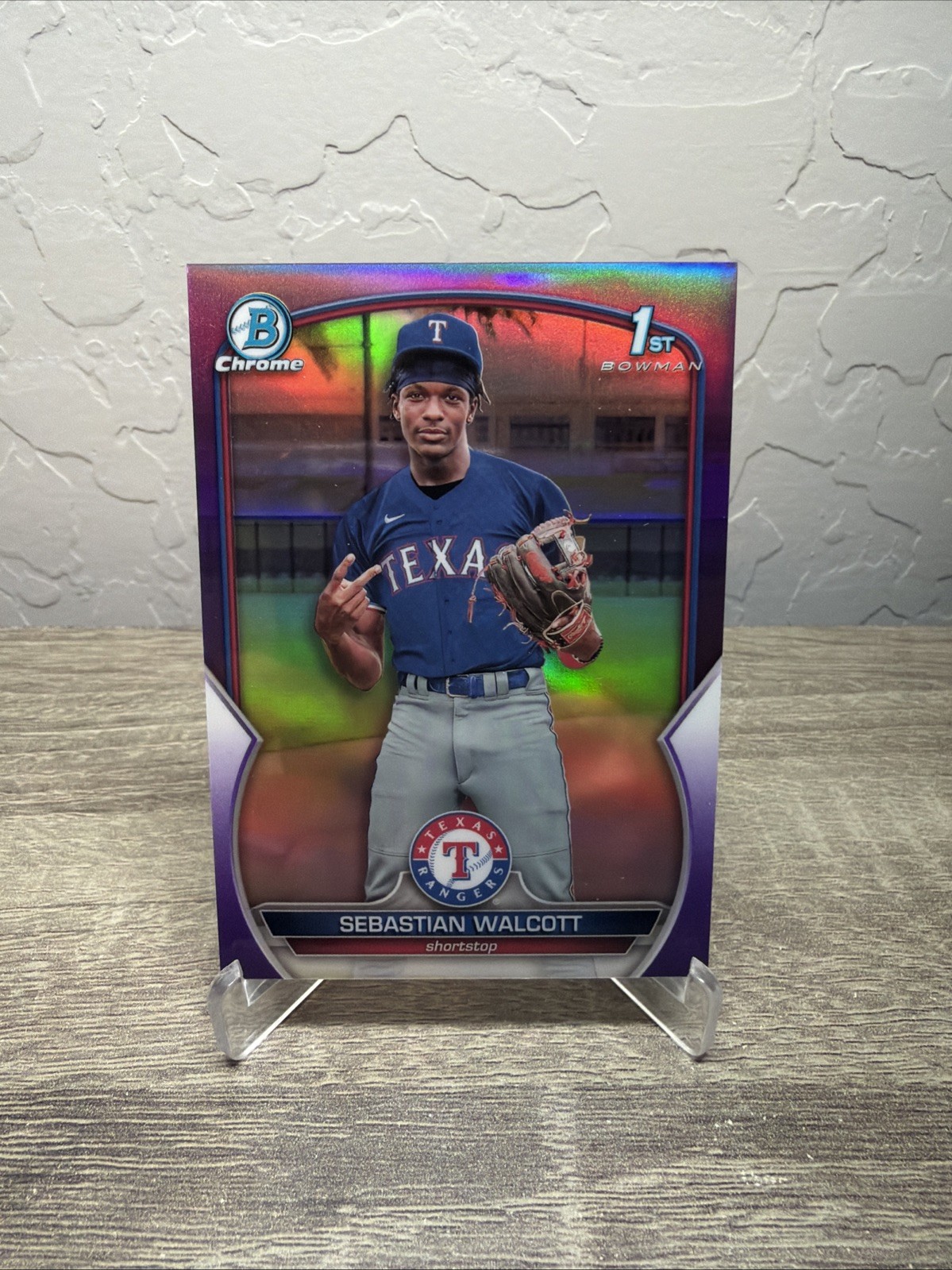 2023 Bowman Chrome Sebastian Walcott Purple Refractor /250 1st #BCP-189 Rangers
