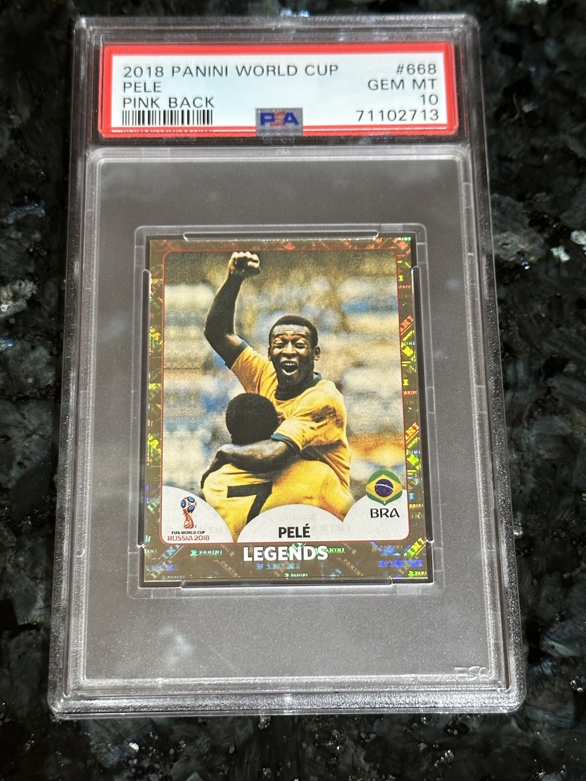 💎2018 PELE Panini World Cup Legends Pink Back Gold Foil Refractor PSA 10 prizm