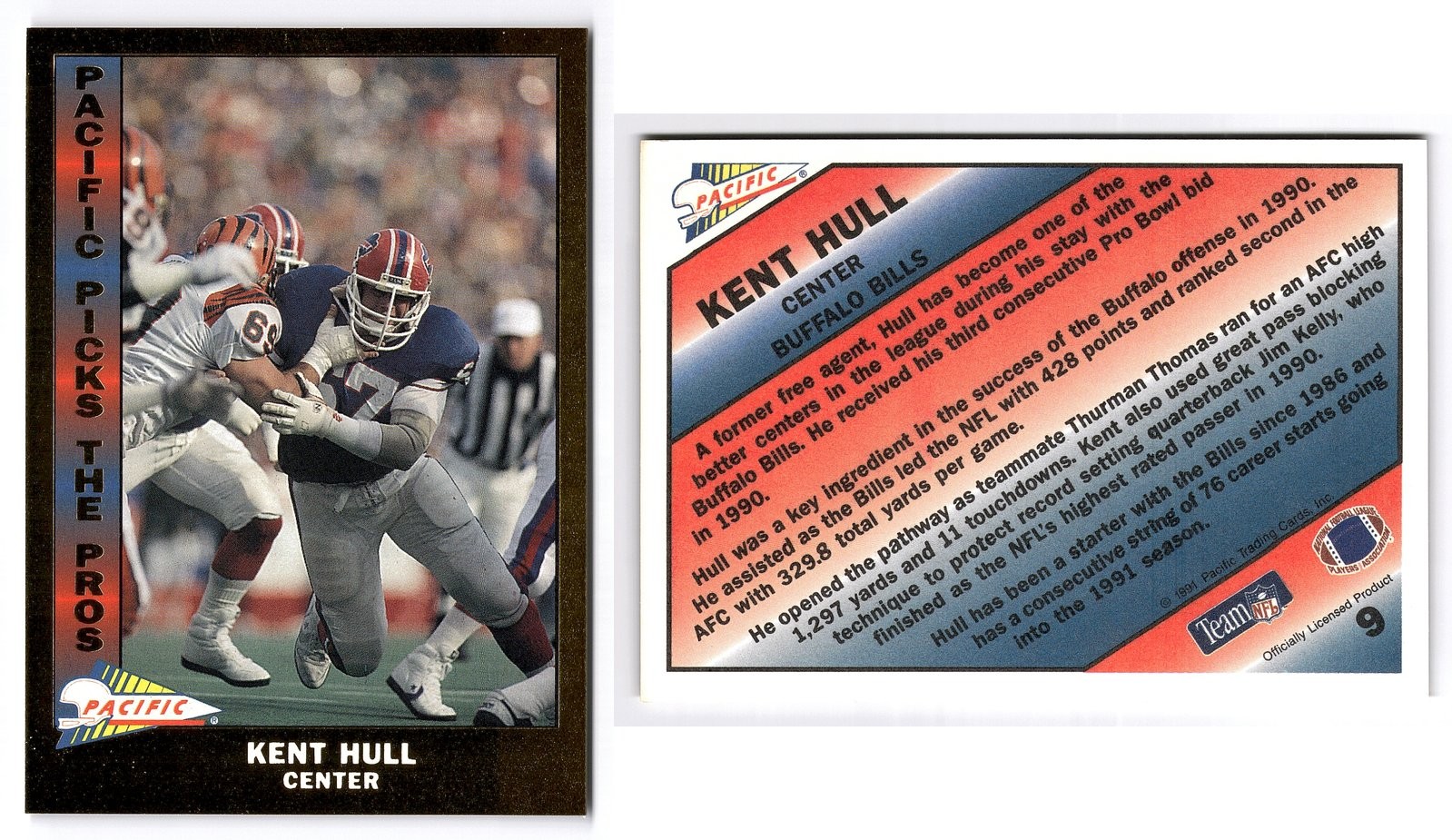 1991 Pacific Picks the Pros Gold SP #9 Kent Hull Buffalo Bills