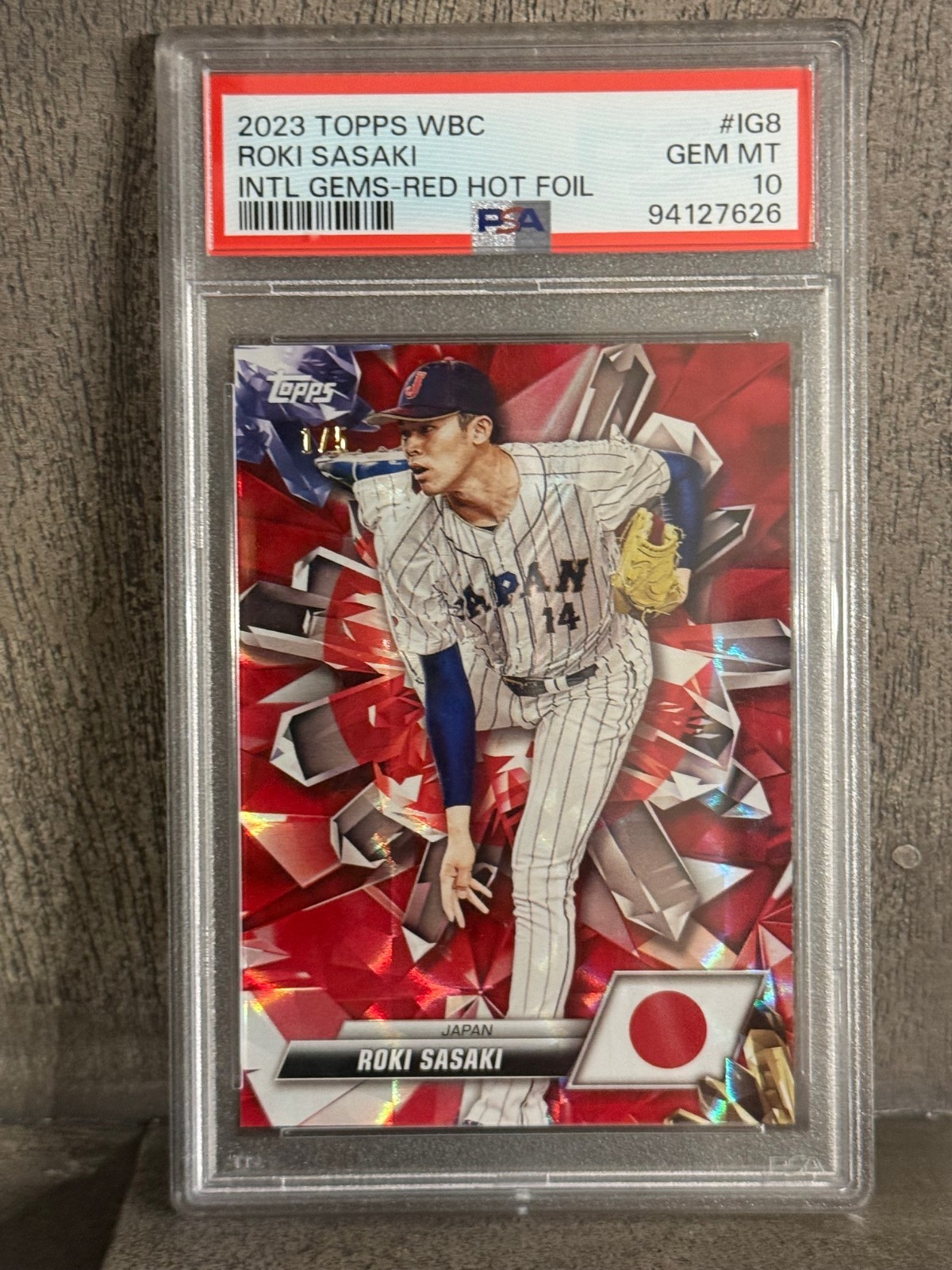 2023 World Baseball Classic Topps Red Foil 5/5 Roki Sasaki – GEM MT 10