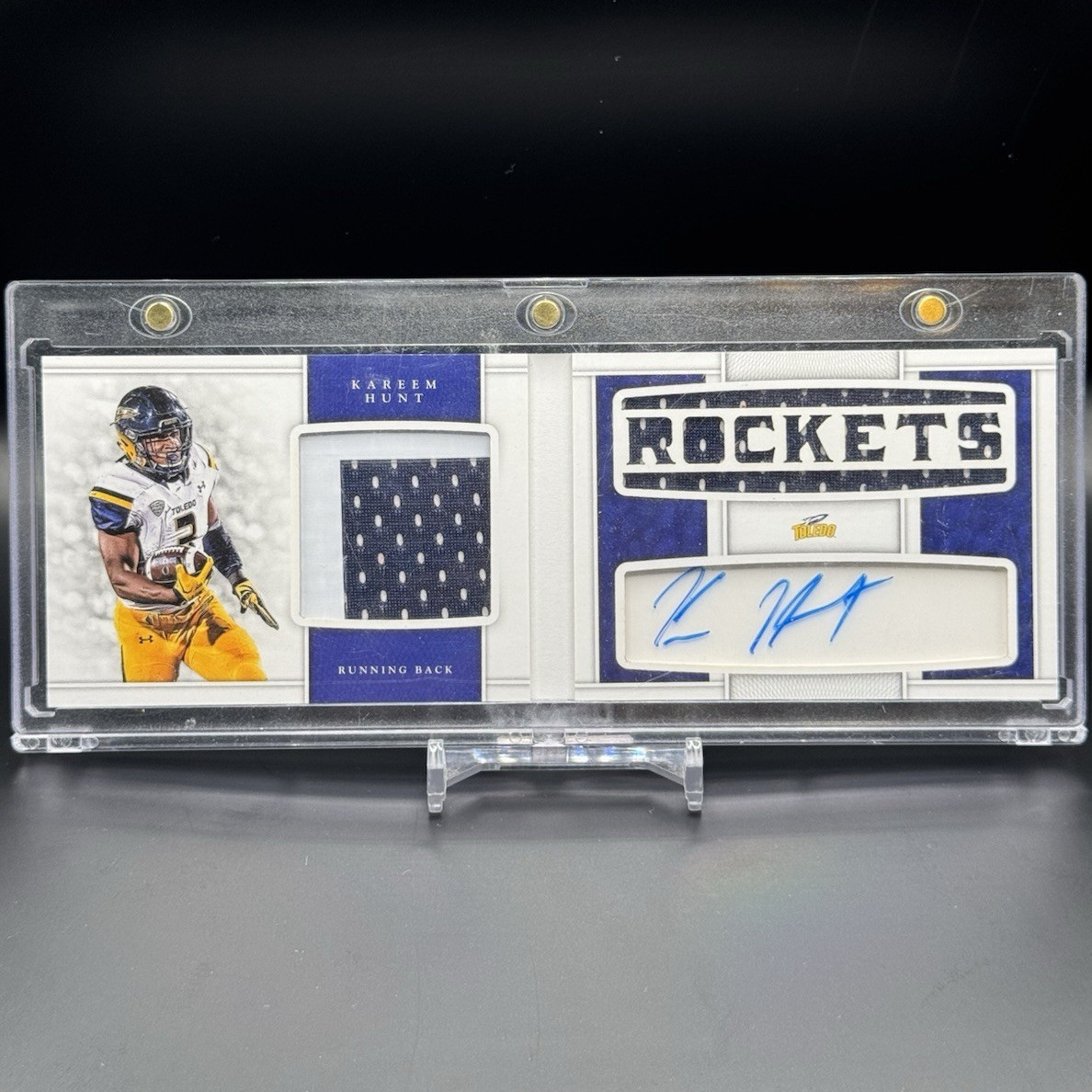 Panini 2017 National Treasures Kareem Hunt Auto Patch Booklet #26 /35 Rockets
