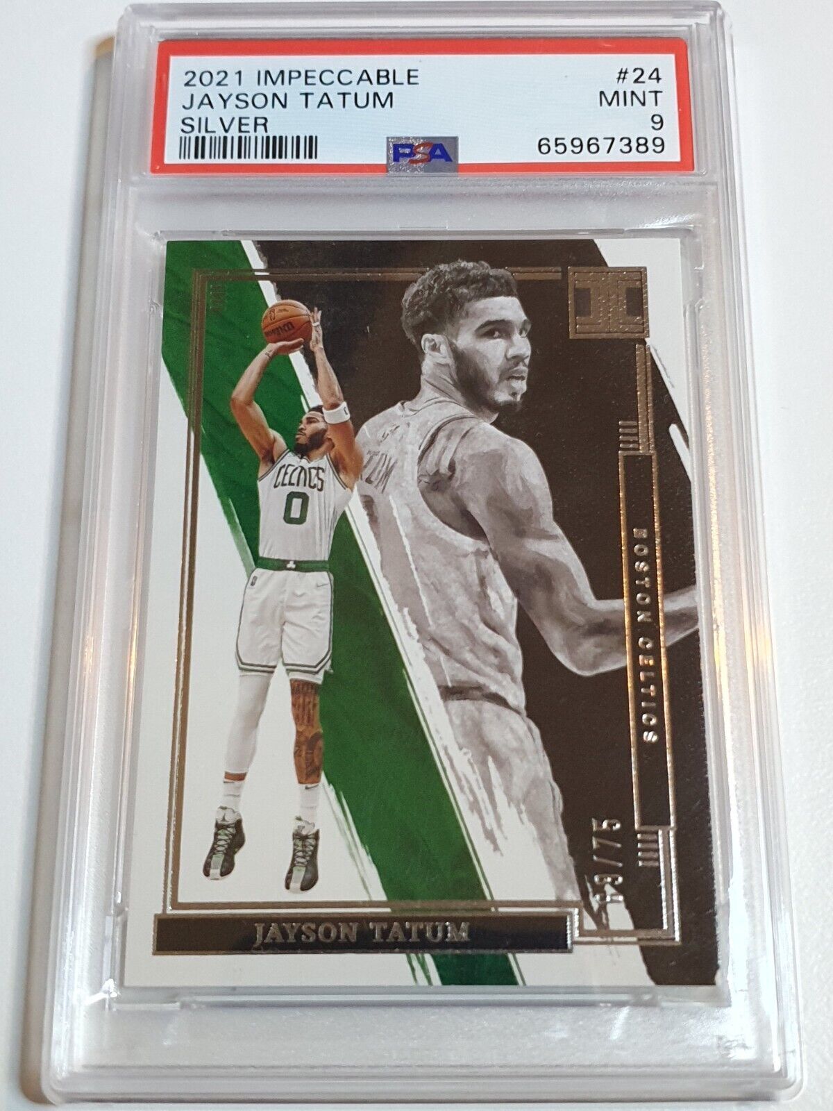 2021 Panini Impeccable Jayson Tatum #24 SILVER /75 Edition – PSA 9 (POP 1)