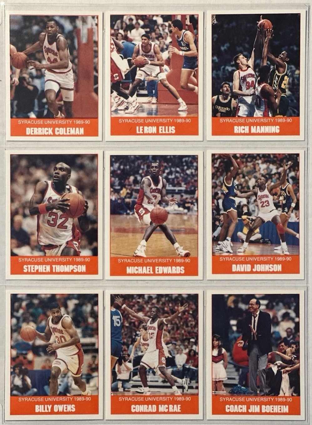 1989-90 Syracuse University – Basketball | Team Set 1-15 w. Boeheim & Coleman